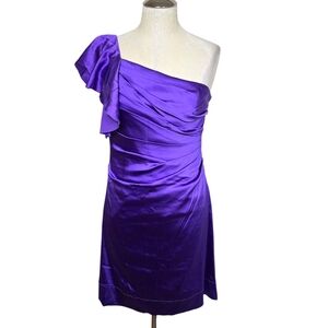 Phoebe Couture Purple One Shoulder Silk Blend Dress 4